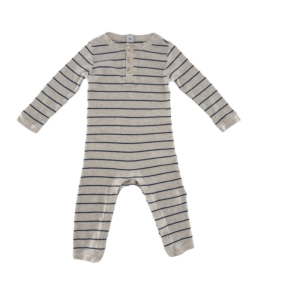 Old Navy‎ Toddler One Piece Outfit Romper Navy Ivory Striped 18-24 Months Flaw